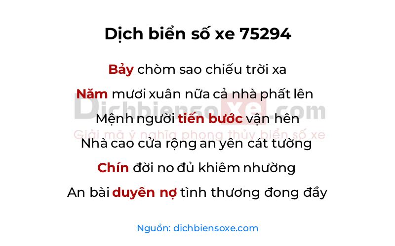 Dịch thơ biển số 75294