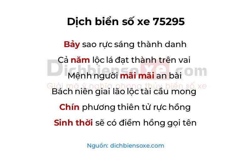 Dịch thơ biển số 75295