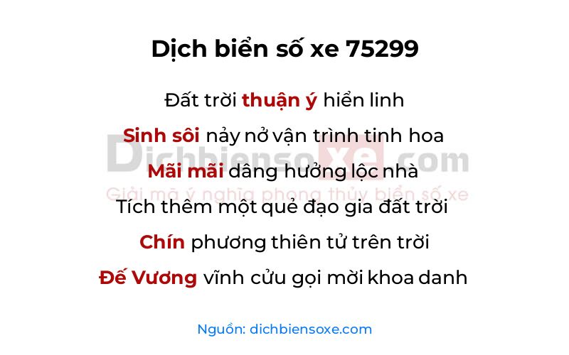 Dịch thơ biển số 75299