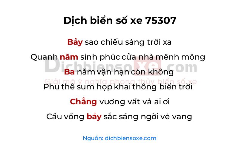 Dịch thơ biển số 75307