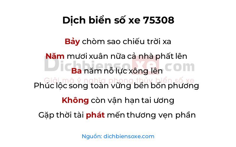 Dịch thơ biển số 75308