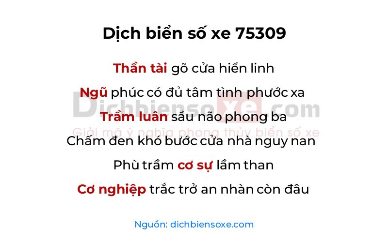 Dịch thơ biển số 75309