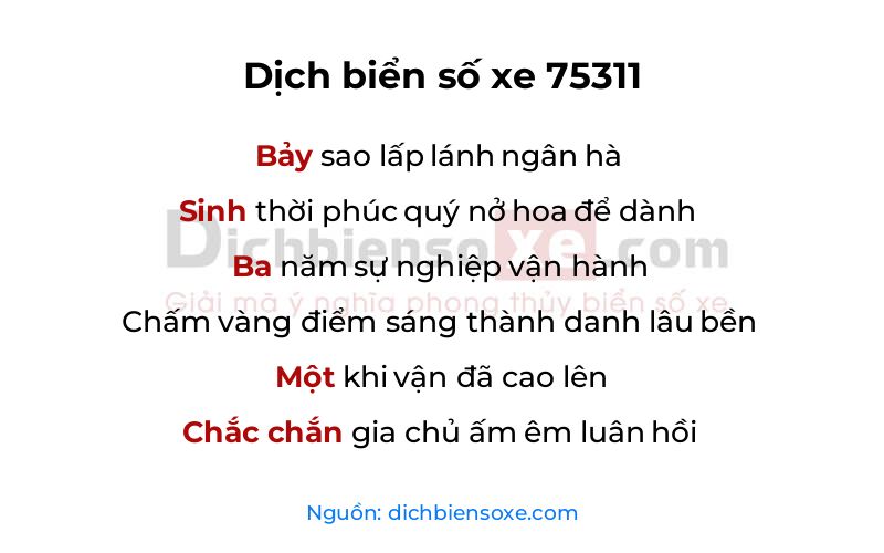 Dịch thơ biển số 75311