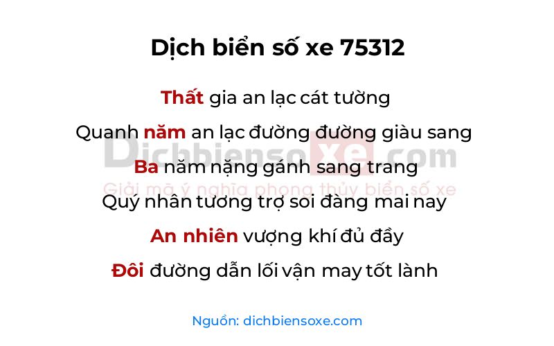 Dịch thơ biển số 75312
