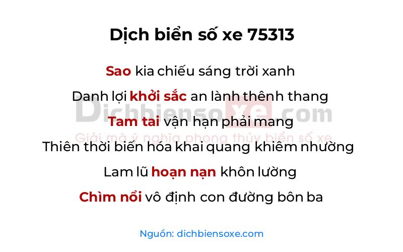 Dịch thơ biển số 75313