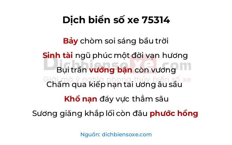 Dịch thơ biển số 75314