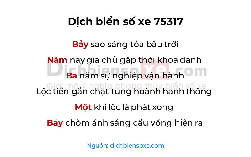 Dịch thơ biển số 75317