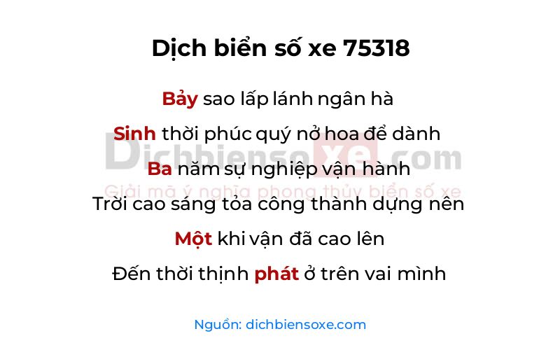 Dịch thơ biển số 75318