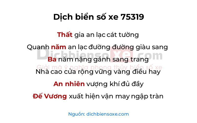 Dịch thơ biển số 75319