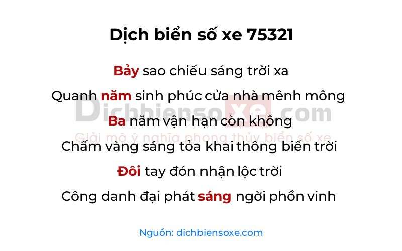 Dịch thơ biển số 75321