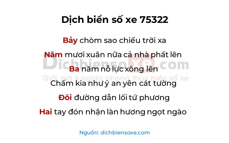 Dịch thơ biển số 75322