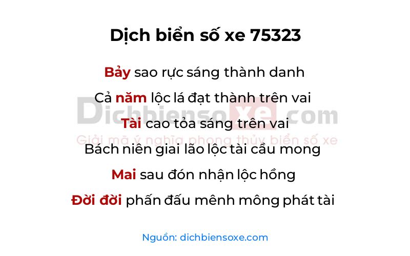 Dịch thơ biển số 75323