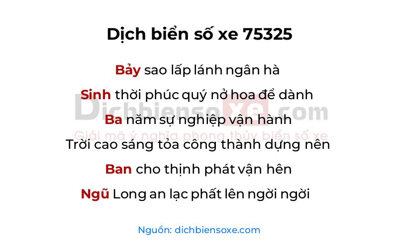 Dịch thơ biển số 75325