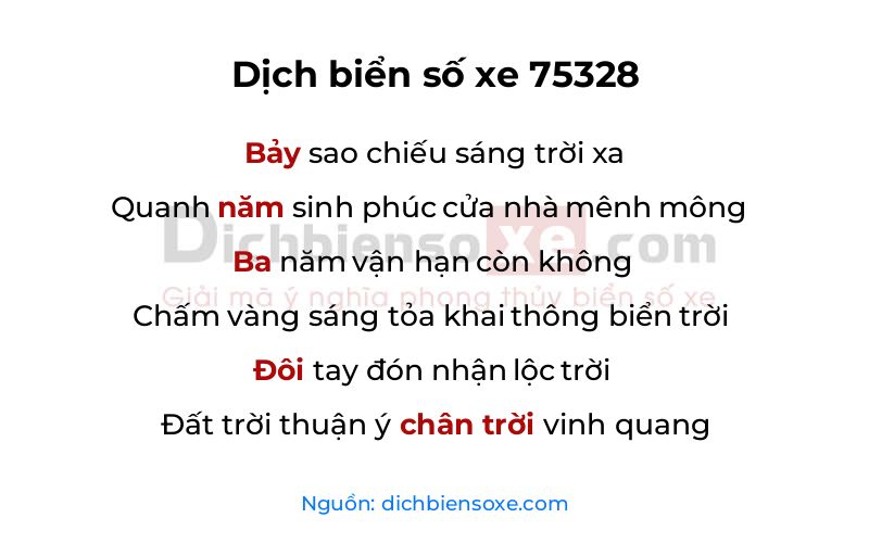 Dịch thơ biển số 75328