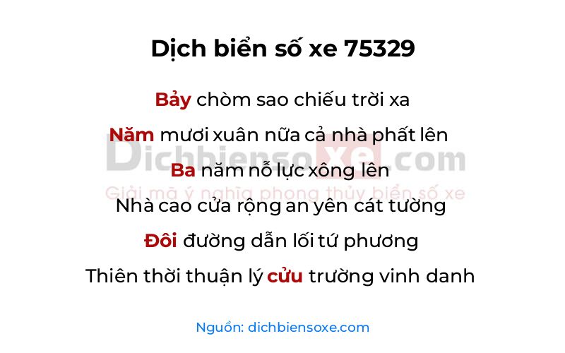 Dịch thơ biển số 75329