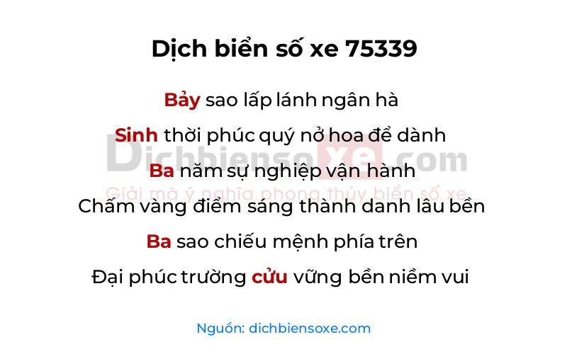 Dịch thơ biển số 75339