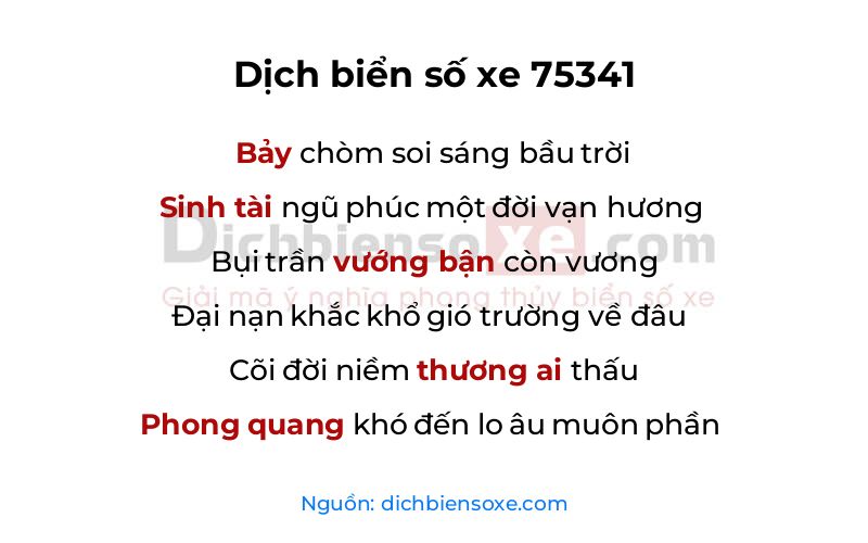 Dịch thơ biển số 75341