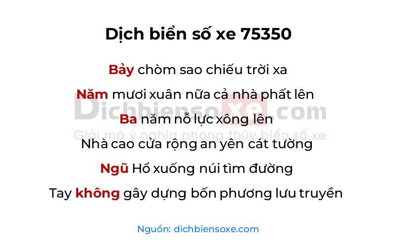Dịch thơ biển số 75350