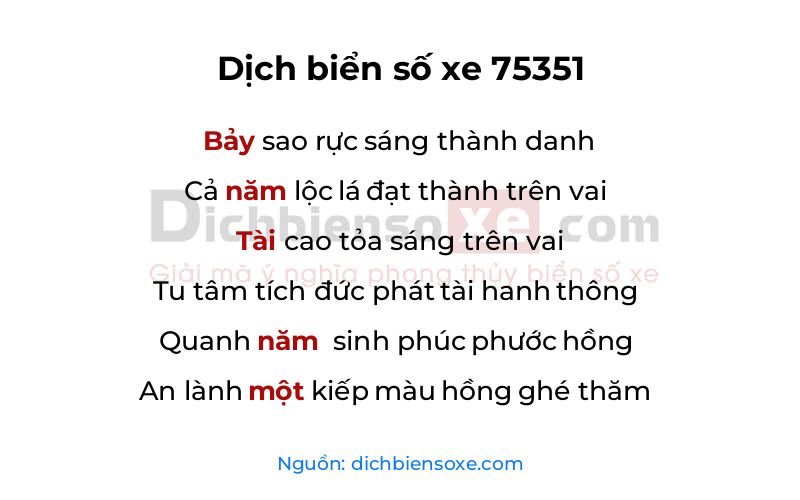 Dịch thơ biển số 75351