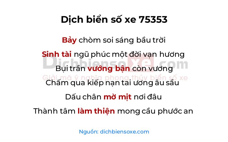 Dịch thơ biển số 75353