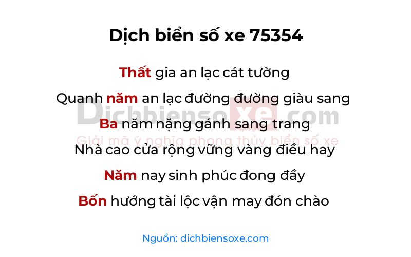 Dịch thơ biển số 75354