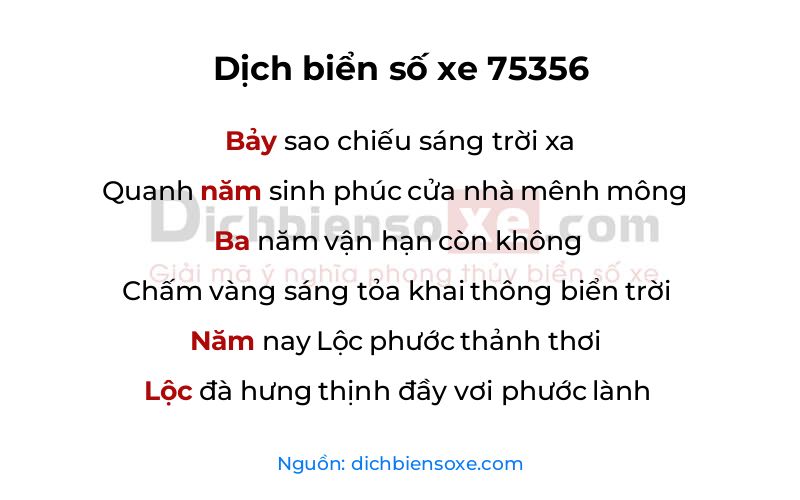 Dịch thơ biển số 75356