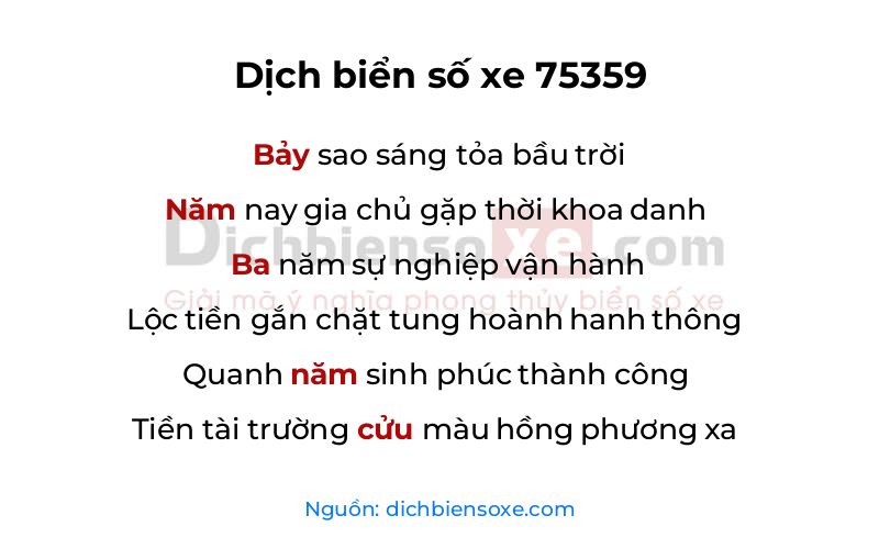 Dịch thơ biển số 75359