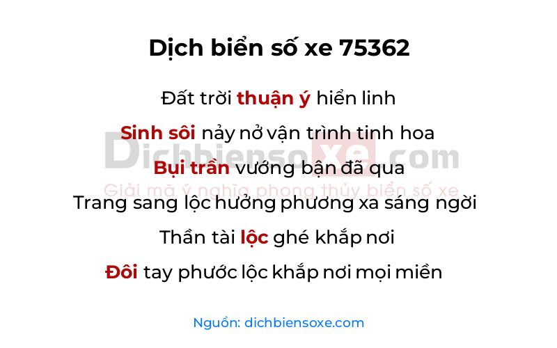 Dịch thơ biển số 75362