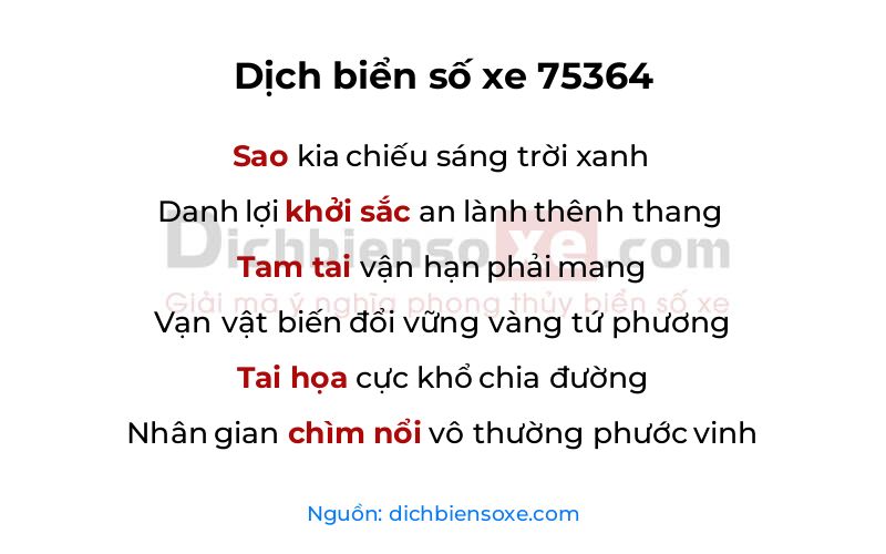 Dịch thơ biển số 75364