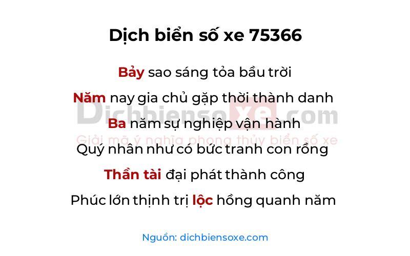 Dịch thơ biển số 75366