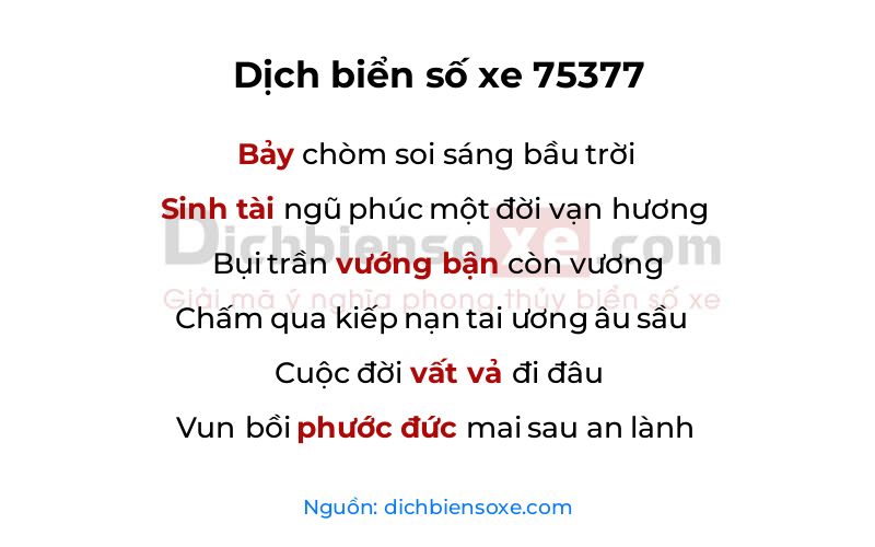 Dịch thơ biển số 75377