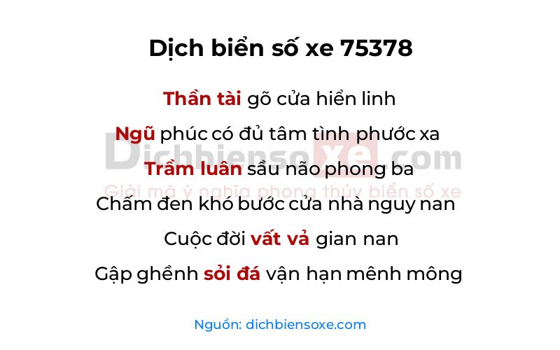 Dịch thơ biển số 75378
