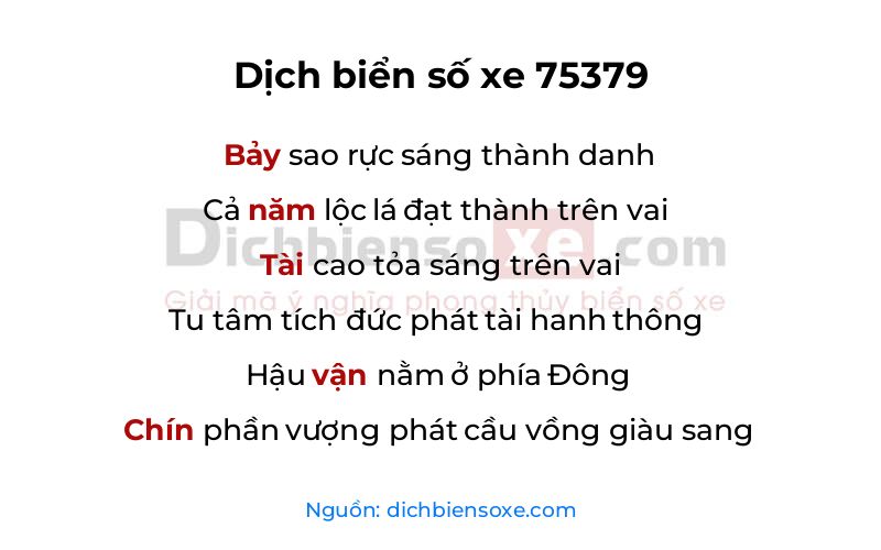 Dịch thơ biển số 75379