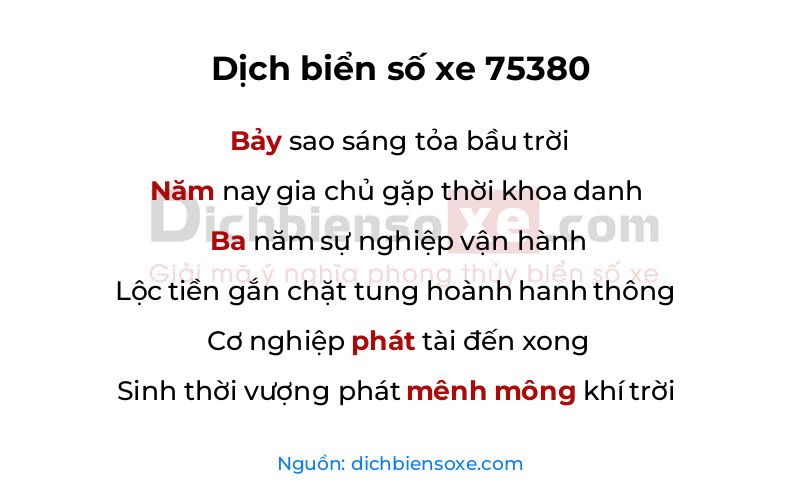 Dịch thơ biển số 75380