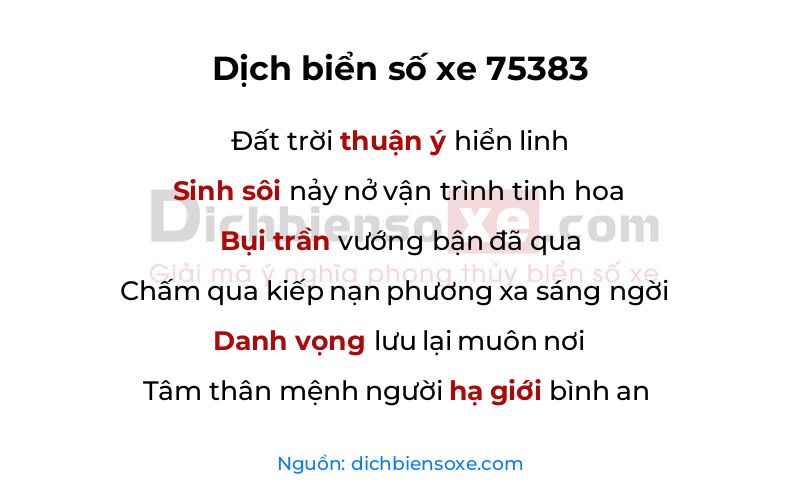 Dịch thơ biển số 75383