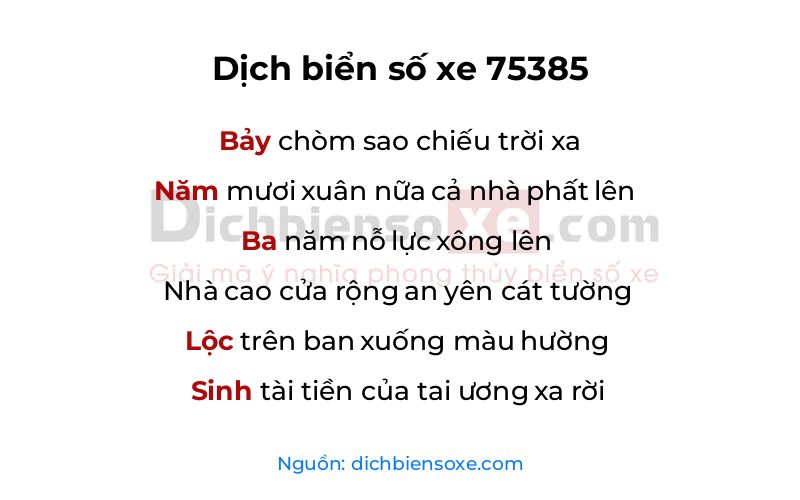 Dịch thơ biển số 75385