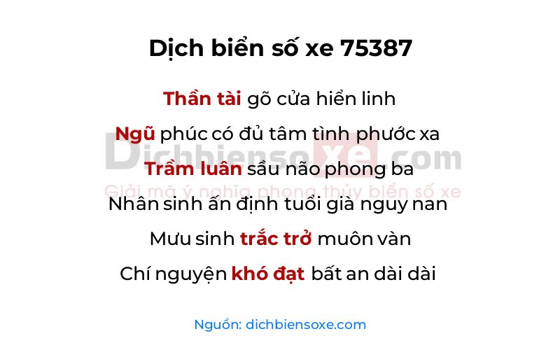 Dịch thơ biển số 75387