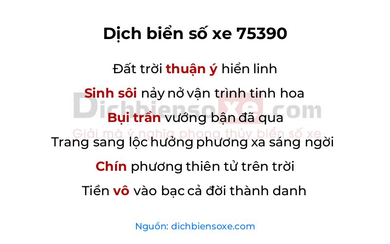 Dịch thơ biển số 75390