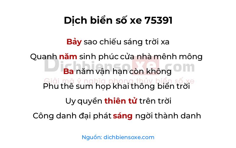 Dịch thơ biển số 75391