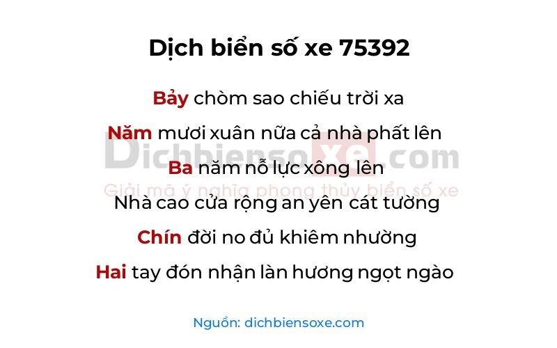 Dịch thơ biển số 75392