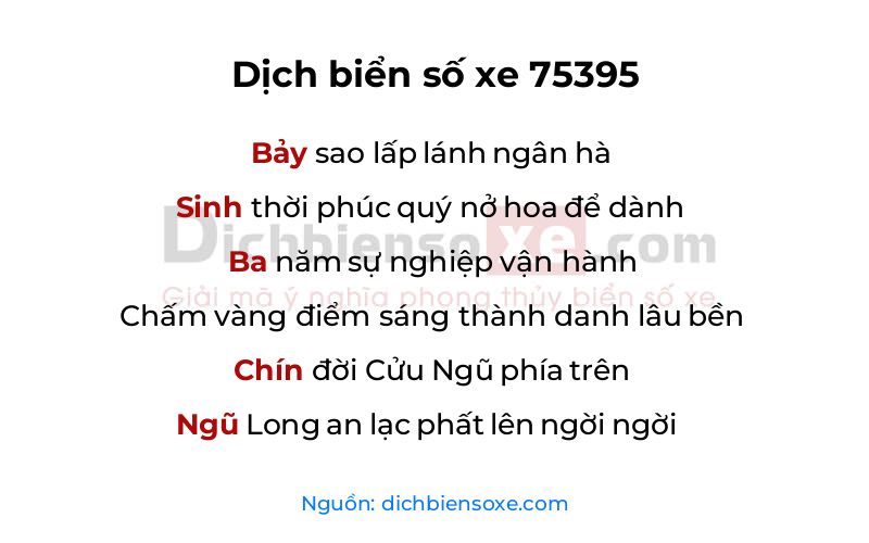Dịch thơ biển số 75395