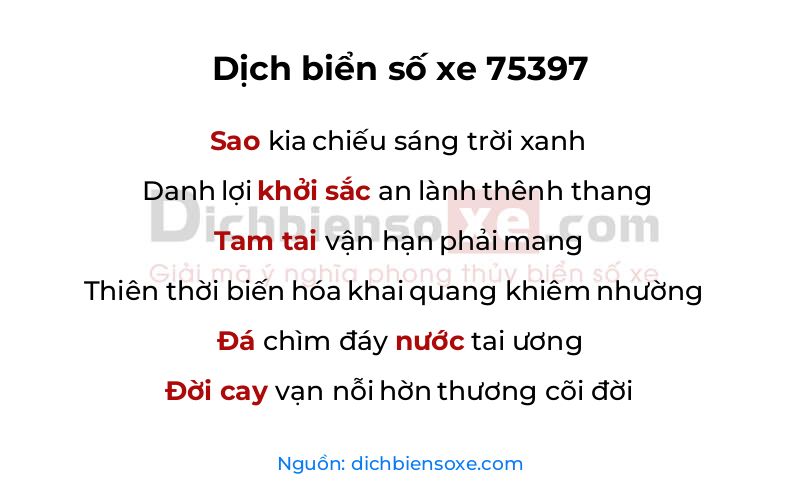 Dịch thơ biển số 75397