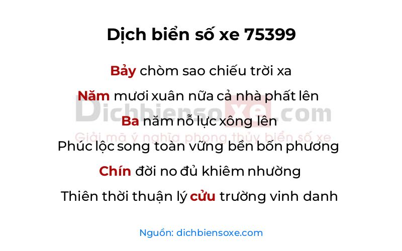 Dịch thơ biển số 75399