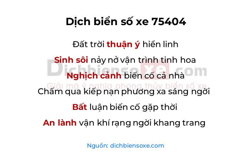 Dịch thơ biển số 75404