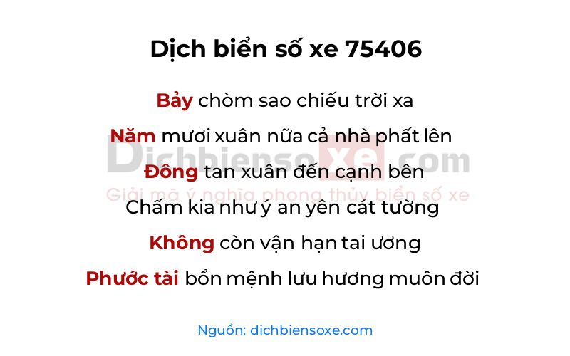 Dịch thơ biển số 75406