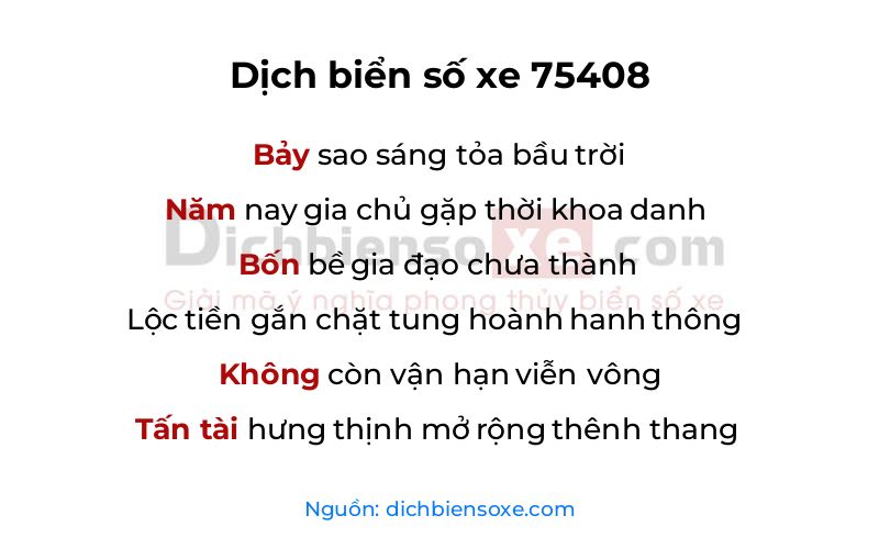 Dịch thơ biển số 75408