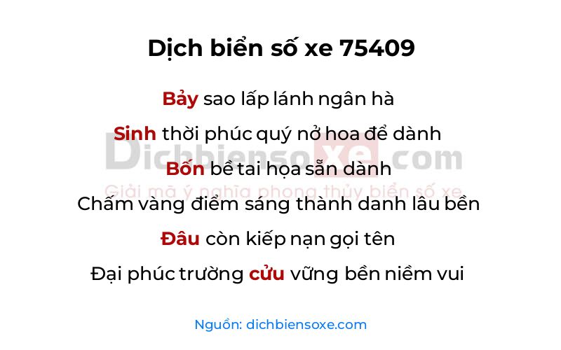 Dịch thơ biển số 75409