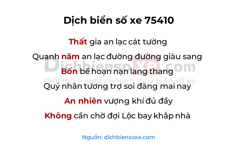 Dịch thơ biển số 75410