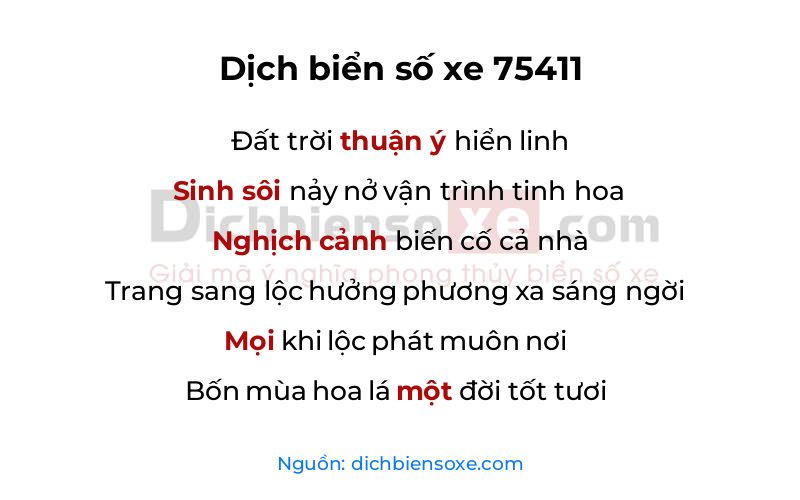 Dịch thơ biển số 75411