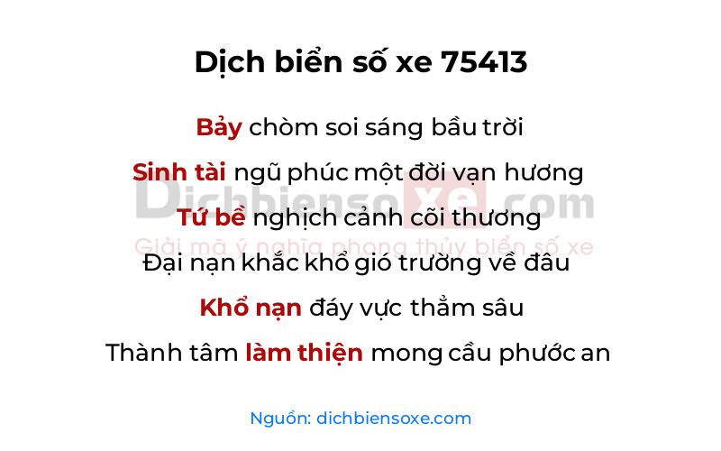 Dịch thơ biển số 75413